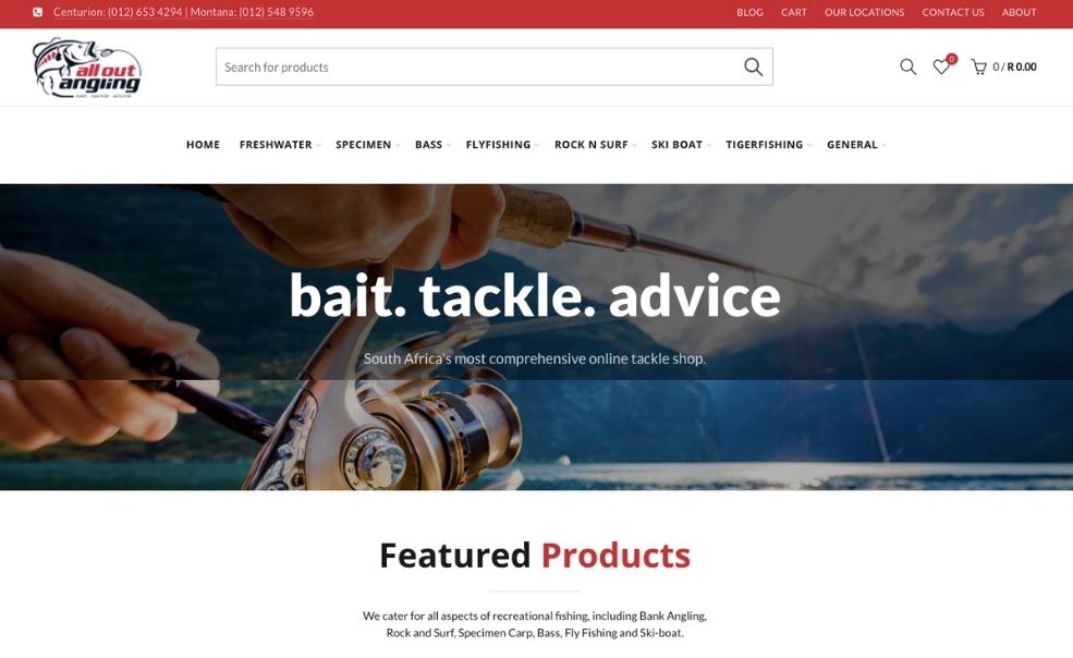 All Out Angling Shopify store