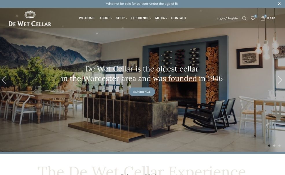 De Wet Cellars Shopify store