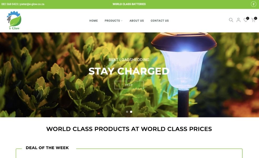 E-Glow Shopify store