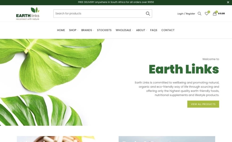 Earth Links Shopify store