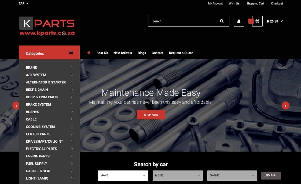 K Parts Shopify store