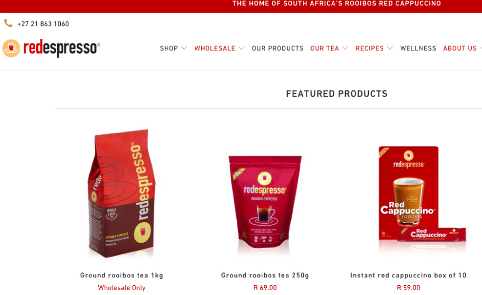 Red Espresso South Africa Shopify store