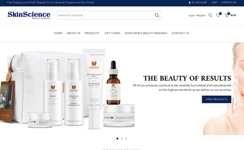 Skin Science Shopify store