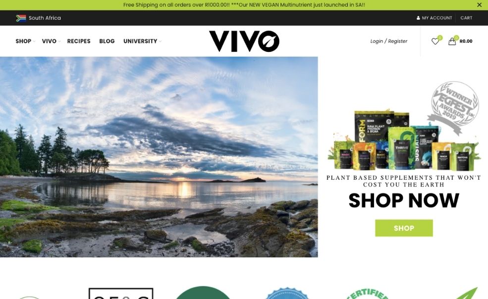 Vivo Life Shopify store